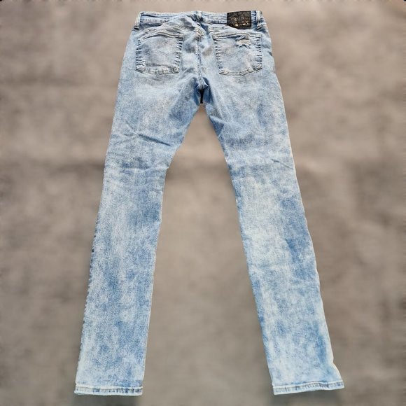 AMERICAN EAGLE x YOUNG MONEY Stacked Skinny Jeans 34 x 30 Distressed Light Wash - Picture 4 of 9